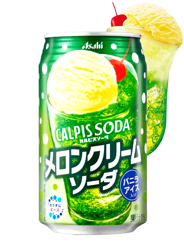 Calpis Soda de Melon y Helado de Vainilla | 350 ml. | JaponShop