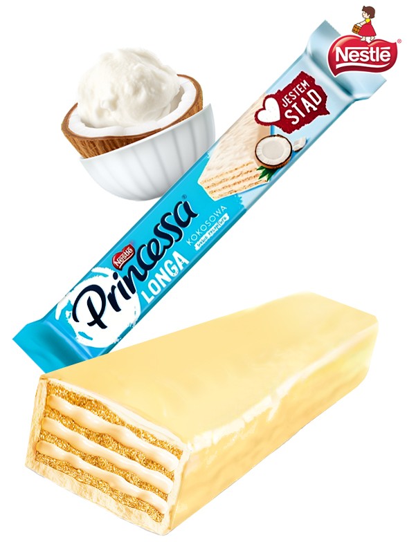 Chocolatina Princessa Choco Blanco Nestle y Coco Cream | Long | Dairy Sweets 40 grs.