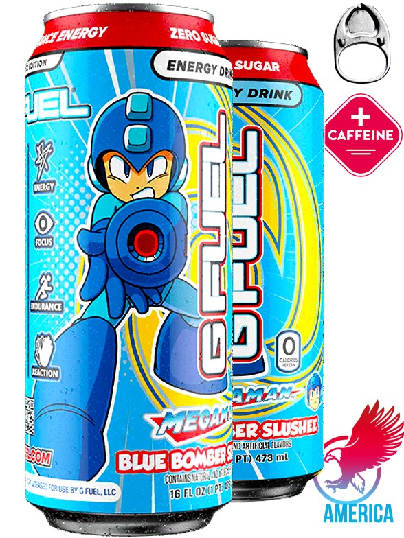 Bebida Energética G Fuel Frambuesa Azul y Vainilla | Edición Megaman 473 ml.