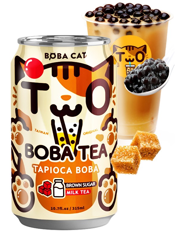 Bebida Bubble Milk Tea de Azúcar Moreno | Boba Cat 315 ml.