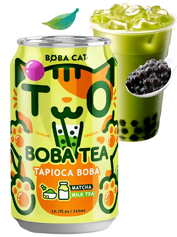 Bebida Bubble Milk Tea de Matcha | Boba Cat 315 ml.