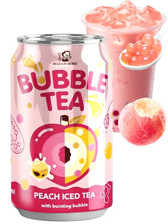 Bebida Bubble Tea de Melocotón y Fresa | Lady Boba 320 ml.