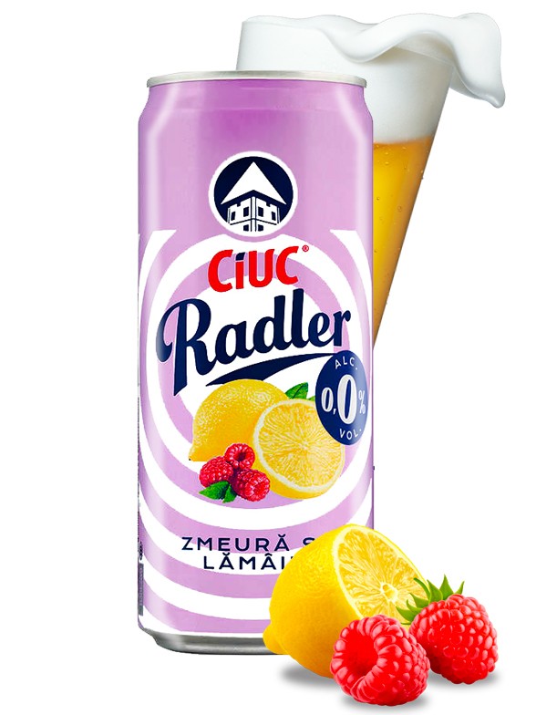 Cerveza Radler 0,0 de Limonada de Frambuesa y Limón | 500 ml.