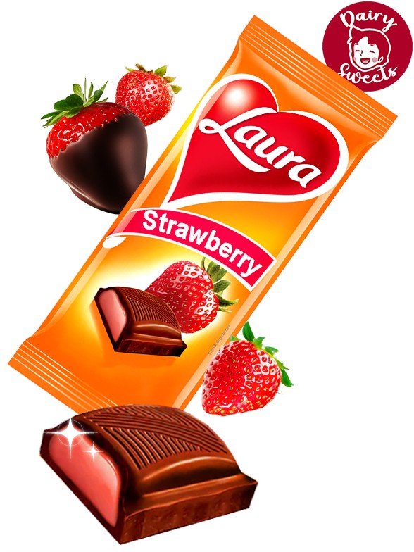 Chocolate Laura de Crema de Fresas | Dairy Sweets 92 grs.