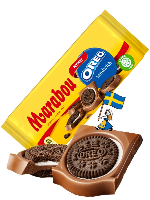 Chocolate Sueco Marabou con relleno de galleta Oreo 92 grs.