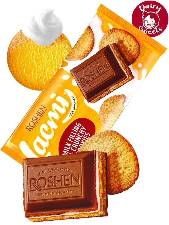 Chocolate Roshen | Galleta Moon y Nata | Dairy Sweets 100 grs.