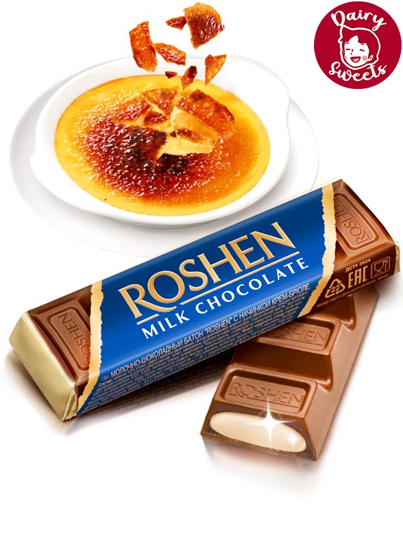 Chocolatina Roshen de Creme Brulee | Dairy Sweets 33g.