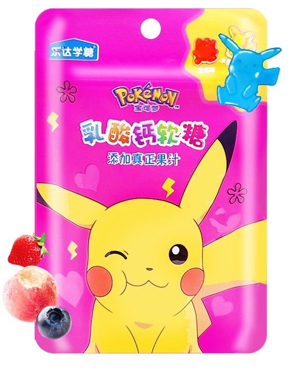 Chuches de Frutas con Calcio | 3 Diseños Pokémon 75 grs.