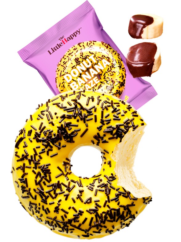 Donut cubierto de Plátano y Fideos de Chocolate | The Little Happy 50 grs.