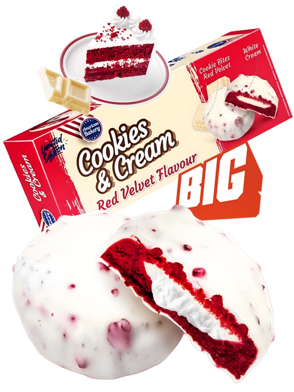 Cookies Red Velvet Choco Blanco y Nata | American Bakery 96 grs.