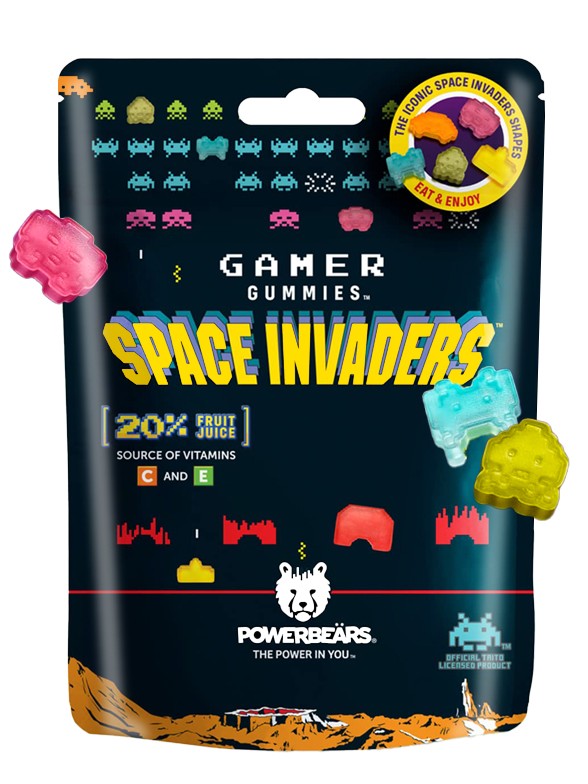 Chuches Space Invaders de Frutas | Vitaminas C y E 50 grs.