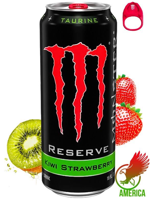 Bebida Energética Monster Reserve Kiwi & Fresa | Anilla Roja | USA 473 ml.