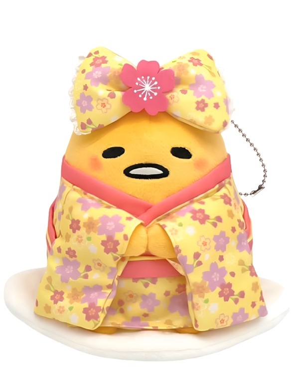 Peluche Colgante Gudetama Sakura Kimono Amarillo 15 x 13 x 15