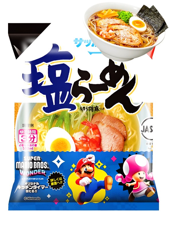 Fideos Ramen Donburi Pollo Shio | Super Mario Bros. Wonder | Receta de Sapporo 100 grs.