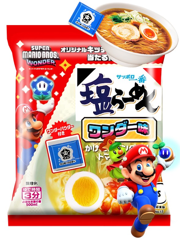 Fideos Ramen Donburi Pollo Shio Wonder Flavor | Super Mario Bros. Wonder | Receta de Sapporo 94 grs.