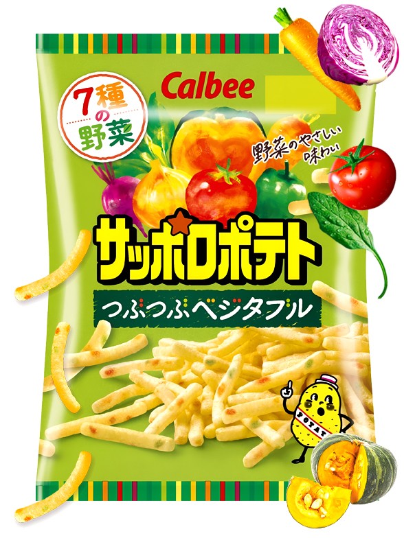 Sticks de Patata con 7 Vegetales | Calbee Tubu-Tubu 72 grs.