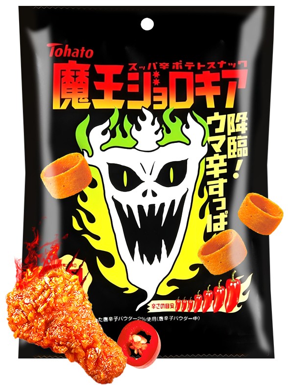 Snack Aros Devil Jolokia Sabor Pollo y Lemongrass | Ultra Picante | Tohato 40g.