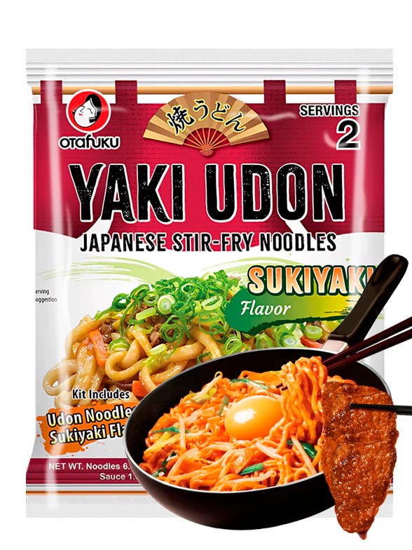 Fideos Yaki Udon Frescos | Salsa Sukiyaki Otafuku | 2 Raciones 420 grs.