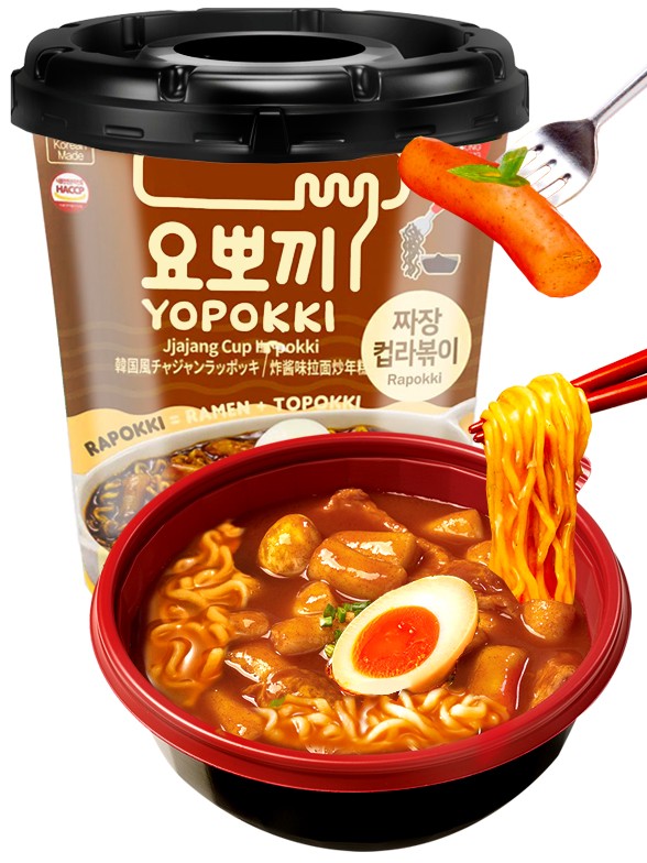 Ramen y Topokki Instantáneos Jjajang | Yopokki 145g.