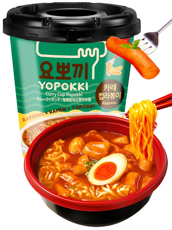 Ramen y Topokki Instantáneos Curry | Yopokki 145g.