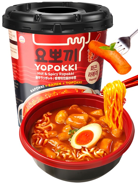 Yopokki | Ramen y Topokki Instantáneos con Salsa Hot & Spicy 145 grs.