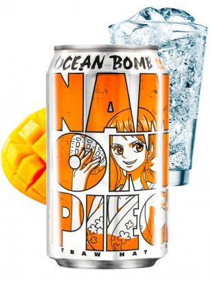 Agua Soda Sabor Mango | Ocean Bomb Edición One Piece | Nami 330 ml.