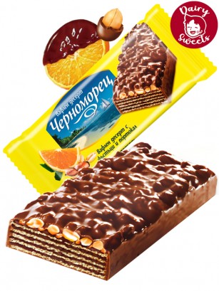 Chocolatina Waffer con Naranja y Cacahuetes | Dairy Sweets 75 grs.