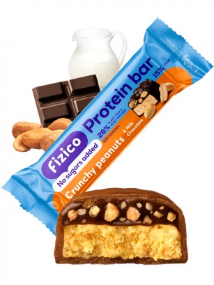 Chocolatina de Proteína de Cacahuetes y Chocolate con Leche 60 grs.