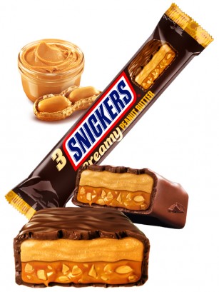 Cuadrados Snickers Crema de Cacahuete Extra Cremosa | 3 Unidades