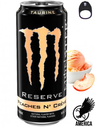 Bebida Energética Monster Reserve Peaches N' Crème | Anilla Negra | USA 473 ml.