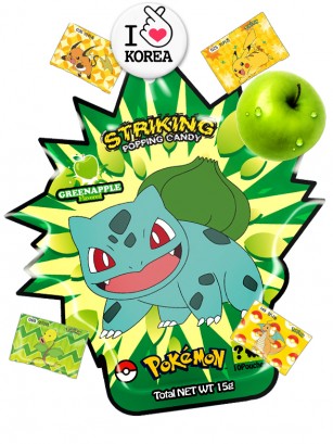 Polvos de Caramelos Pica Pica | Sabor Manzana Verde | Pokemon Bulbasaur | 10 Unidades