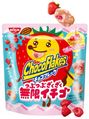 ChocoFlakes Japoneses con Chocoblanco y Fresas | Nissin 30g.