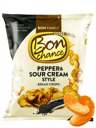 Chips de Pan Crujiente Estilo Pimienta & Sour Cream | Bon Chance 120 grs.
