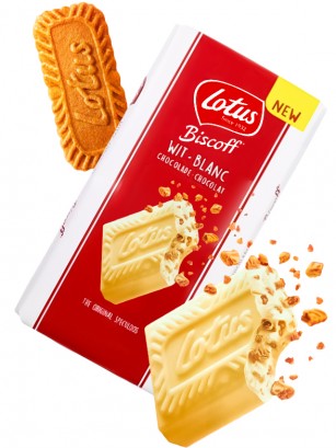 Tableta de Chocolate Blanco relleno de Crema Lotus 180 grs.