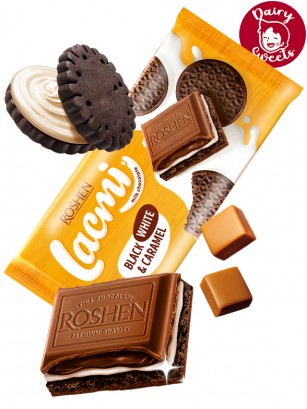 Chocolate Roshen | Doble Choco Caramel White & Black Cookies | Dairy Sweets 100g.