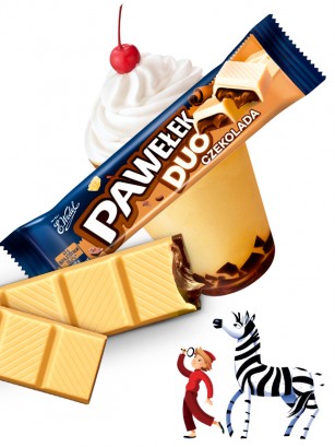 Chocolatina DUO Chocolate Blanco y Toffe | Premium Wedel Lotte 45 grs.
