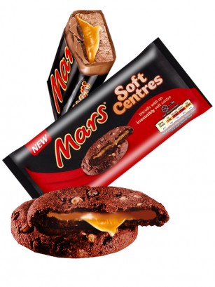 Cookies Chocolateadas y rellenas de Caramelo Mars 144 grs.