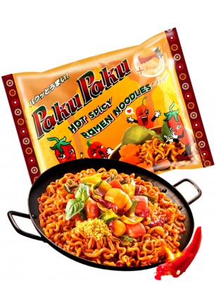 Fideos Ramen Salteados Happy Curry Hot & Spicy | Paku Paku 140 grs.