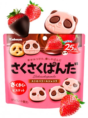 Galletas Saku Panda Fresas con Chocolate 47 grs. | Tokyo Ginza Essentials