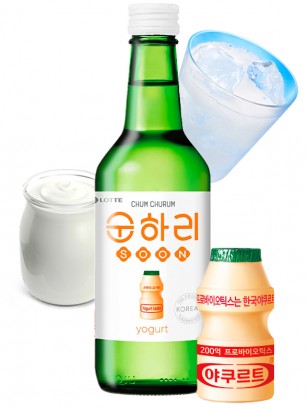 Licor Coreano Soju Sabor Yogur Yakault | Chum Churum 350 ml.