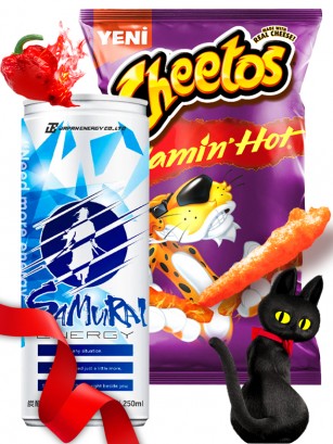 DUO PERFECTO Cheetos Xtra Flamin x Energetica Japonesa Samurai | Oferta Black