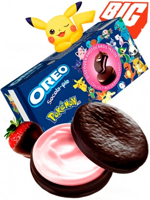 Pastelitos Oreo Fresa Bañados con Chocolate | Edi. Pokemon | Con Tarjeta Pokemon | BIG