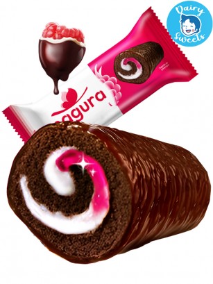 Cake Roll de Choco, Crema y Mermelada de Frambuesa | Dairy Sweets 35 grs.