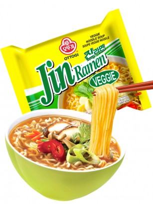 Fideos Ramen Coreanos Ramyun Jin Green | Veggie | Picante 110 grs