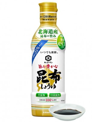 Salsa Soja con Algas Kombu de Hokkaido | Kikkoman 450 ml.